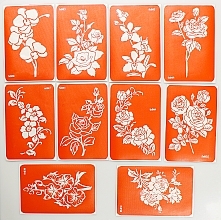 Набор трафаретов для био-тату "F- цветы, классическая коллекция №2", 10х15 см - Fresh Tattoo — фото N1