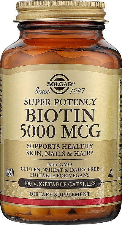 Біотин, 5000 мкг - Solgar Super Potency Biotin — фото N1