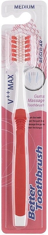 Зубна щітка, середня жорсткість, червона - Better Regular Medium Red Toothbrush — фото N1