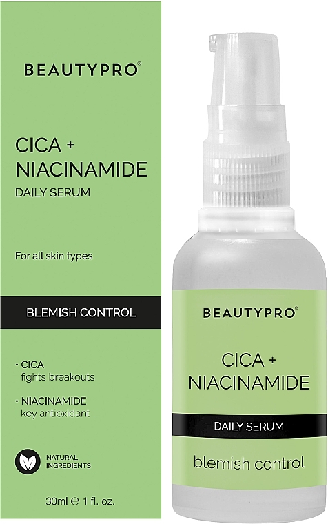 Ежедневная сыворотка для лица "Цика + ниацинамид" - BeautyPro Cica + Niacinamide Blemish Control Daily Serum — фото N2