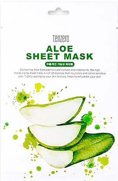 Тканевая маска для лица с экстрактом алоэ вера - Tenzero Aloe Sheet Mask — фото N1