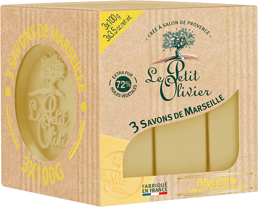 3 традиционных мыла Глицерин - Le Petit Olivier 3 traditional Marseille soaps Glycerin — фото N2