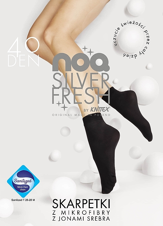 Шкарпетки жіночі "Silver Fresh" з іонами срібла, 40 Den, nero - Knittex — фото N1