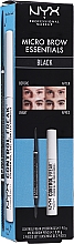 Парфумерія, косметика Набір - NYX Professional Makeup Micro Brow Essentials Black (pencil/0.09g + gel/9g)