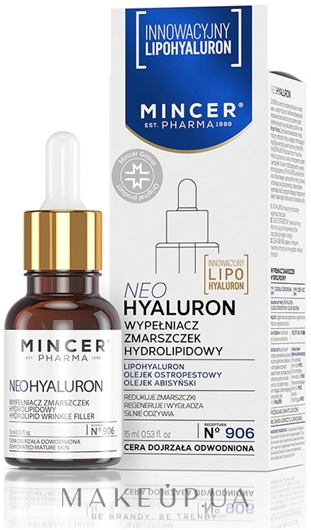 Гидролипидная сыворотка для возрастной и обезвоженной кожи - Mincer Pharma Neo Hyaluron Serum № 906 — фото 15ml