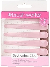 Зажимы для волос, розовые, 6 шт. - Brushworks Sectioning Clips — фото N1
