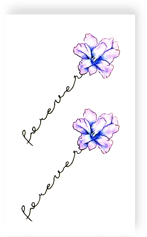 Тимчасове тату "Лілові квіти з написом" - Ne Tattoo — фото N2