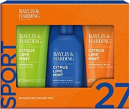 Набір - Baylis & Harding Citrus Lime Mint Invigorating Shower Trio Gift Set (hair/body/wash/300ml + sh/gel/200ml + ash/balm/200ml) — фото N1