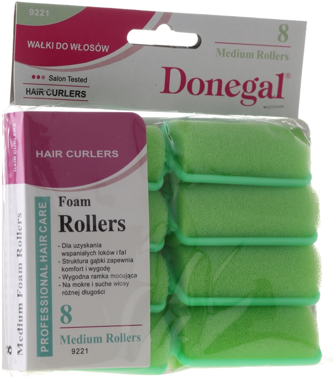 Бігуді для волосся 25 мм, 8 шт. - Donegal Sponge Curlers — фото N1