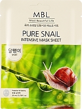 Парфумерія, косметика Зволожувальна тканинна маска для обличчя з муцином равлика - MBL Pure Snail Intensive Mask Sheet