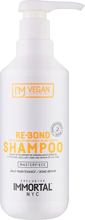Шампунь для глибокого відновлення пошкодженого волосся - Immortal NYC I'm Vegan Re-Bond Shampoo — фото N2