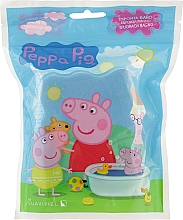 Парфумерія, косметика Мочалка банна дитяча "Свинка Пеппа", Пеппа з іграшкою, блакитна - Suavipiel Peppa Pig Bath Sponge