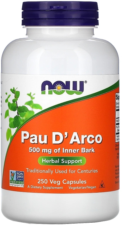Капсулы "Кора муравьиного дерева" 500 mg - Now Foods Pau D'Arco — фото N2
