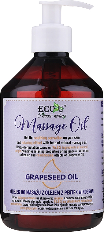 Олія для масажу - Eco U Grapeseed Massage Oil — фото N1