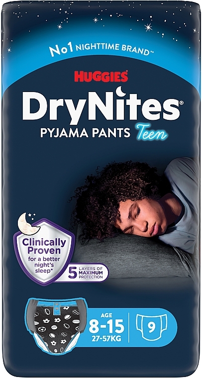 Трусики-подгузники "Dry Nights" для мальчиков (27-57кг, 9 шт) - Huggies — фото N2