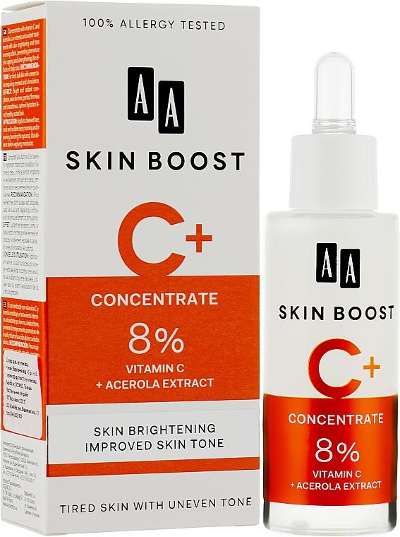 Сыворотка с 8 % витамин С и экстракт ацеролы - AA Cosmetics Skin Boost C+ Concentrate — фото N2