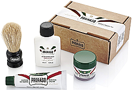 Набор - Proraso Shave Travel Kit (cr/10ml + sh/cr/15ml + ash/balm/25ml + shaving/brush) — фото N1