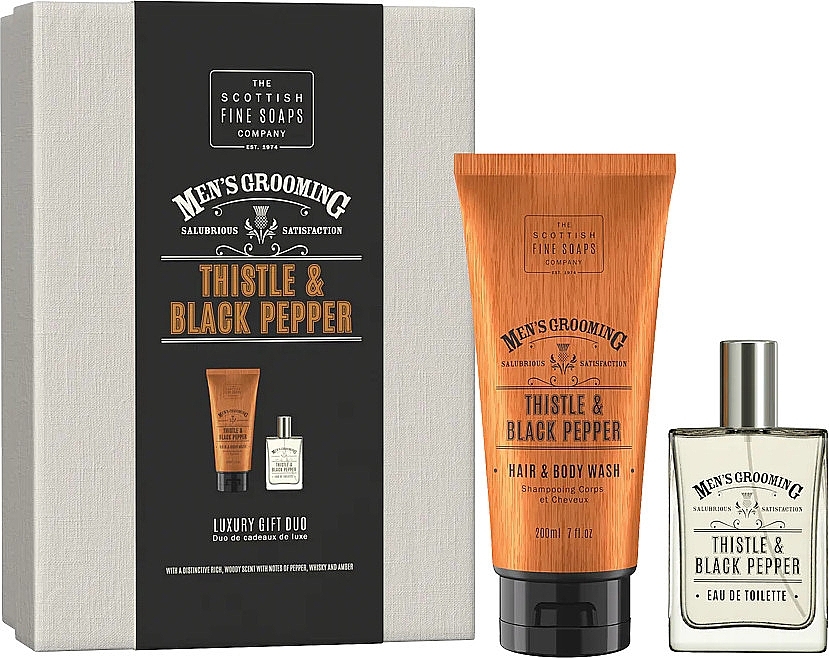 Scottish Fine Soaps Men’s Grooming Thistle & Black Pepper - Набор (edt/50ml + b/wash/200ml) — фото N1