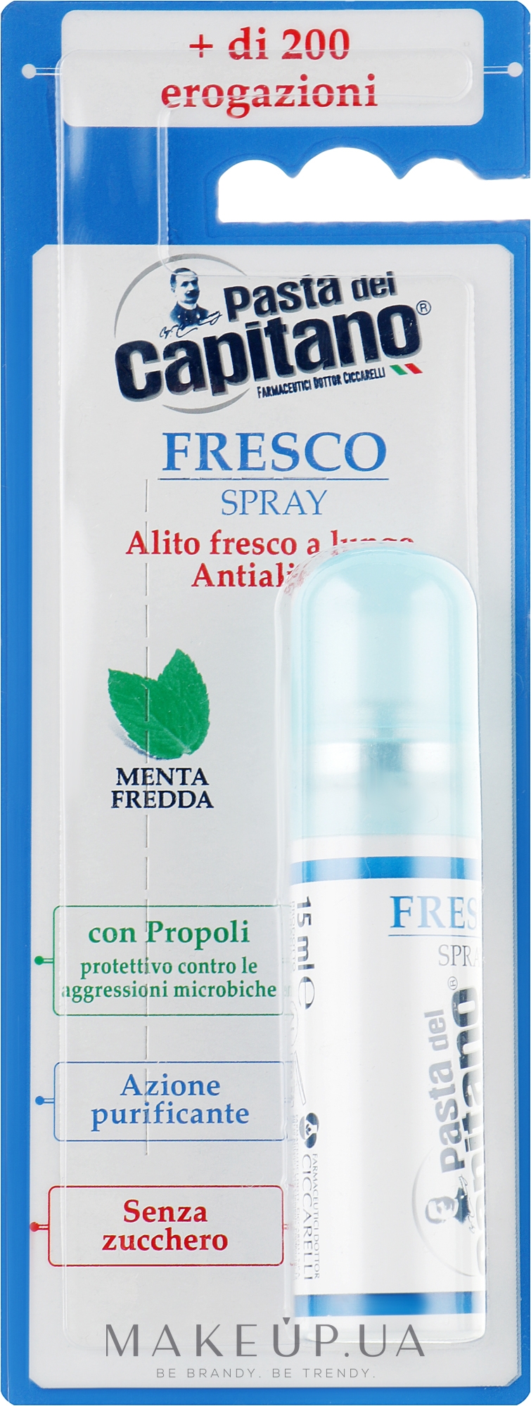 Breath Spray "Mint" - Pasta Del Capitano Fresco Fresh Mouth Spray Mint — фото 15ml