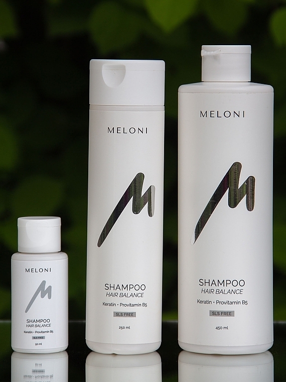 Восстанавливающий безсульфатный шампунь с кератином и провитамином В5 - Meloni Hair Balance Shampoo — фото N7