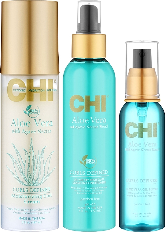 Набор - CHI Aloe Vera All Spiraled Out Kit (h/cr/147ml + cond/177ml + h/oil/89ml) — фото N2