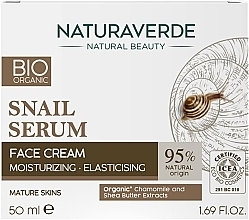 Парфумерія, косметика Зволожувальний крем для обличчя - Naturaverde Bio Moisturizing Elasticising Face Cream Snail Serum