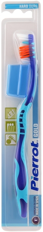 Зубна щітка "Голд", жорстка, синьо-блакитна - Pierrot — фото N1
