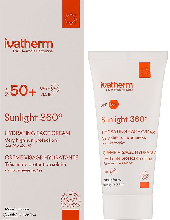 SUNLIGHT сонцезахисний зволожувальний крем SPF 50+ - Ivatherm Sunlight Hydrating Face Cream SPF50 — фото N2