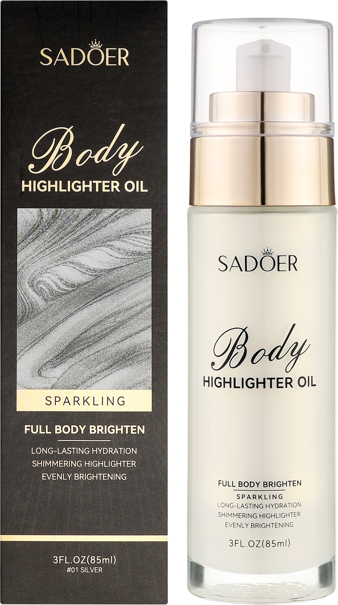 Шиммер для тела - Sadoer Body Highlighter Oil  — фото 01 - Silver