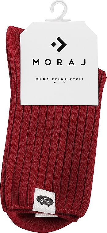 Довгі жіночі шкарпетки, червоні з котиком - Moraj — фото N1