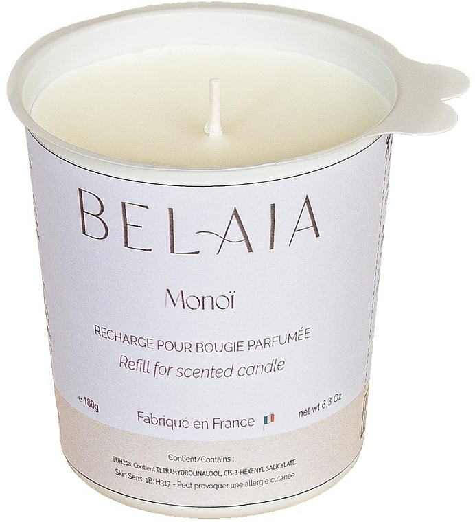 Ароматична свічка "Моної" (змінний блок) - Belaia Monoi Scented Candle Wax Refill — фото N1