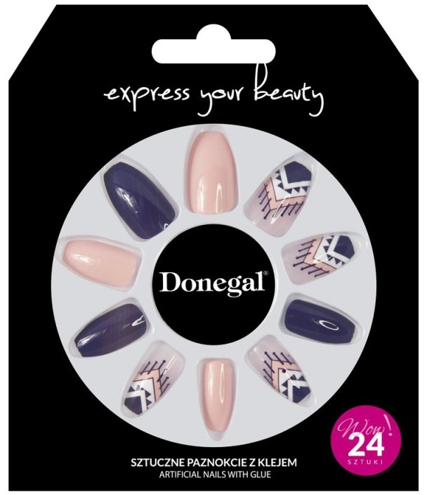Набір штучних нігтів, фіолетовий з бежевим - Donegal Express Your Beauty — фото N1