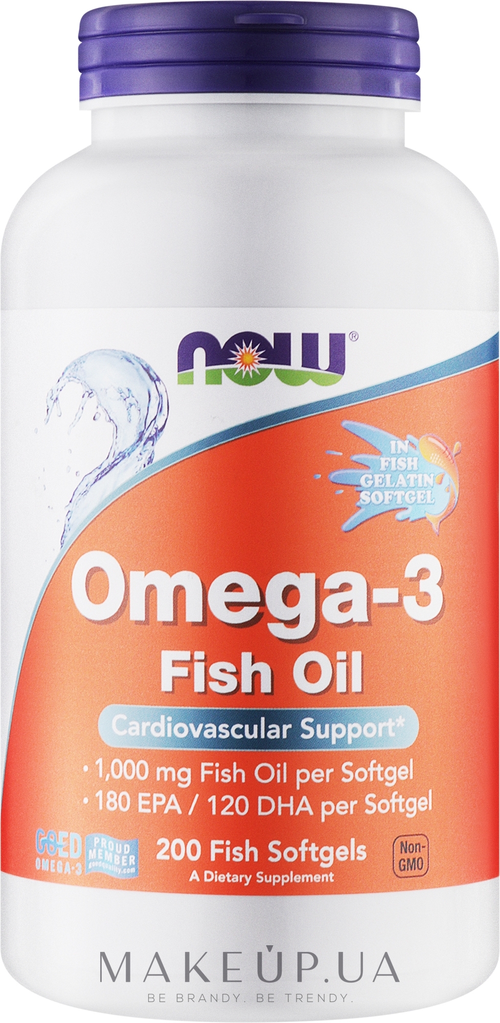 Молекулярно дистиллированные Омега 3 - Now Foods Molecularly Distilled Omega-3 Fish Softgels — фото 200шт