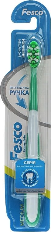 Зубная щетка средней жетсткости, зеленая - Fesco Complete Medium Tothbrush — фото N1