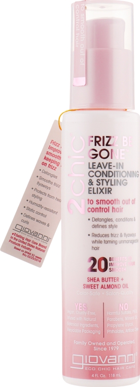 Кондиционер-стайлер для волос - Giovanni Frizz Be Gone Conditioning & Styling Elixir To Smooth Out Of Control Hair — фото N1