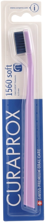 Зубна щітка CS 1560 Soft, D 0,15 мм, бузкова, синя щетина - Curaprox — фото N1