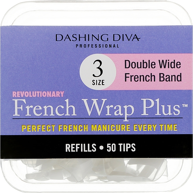 Тіпси широкі - Dashing Diva French Wrap Plus Double Wide White 50 Tips (Size - 3) — фото N1