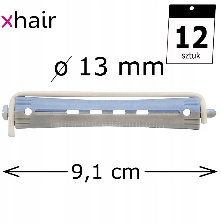 Бигуди-коклюшки для холодной завивки, d13 мм, серо-голубые, 12 шт. - Xhair — фото N2