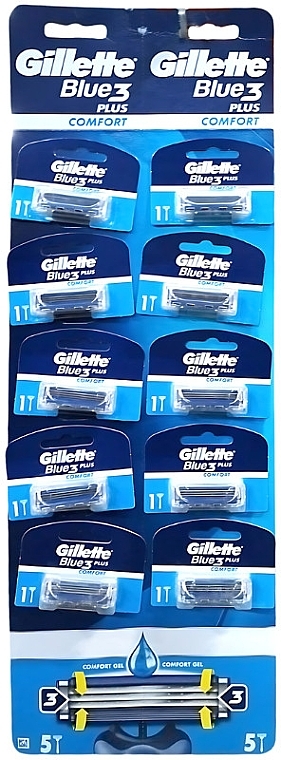 Одноразовый станок для бритья, 10 шт. - Gillette Blue 3 Comfor Plus — фото N1