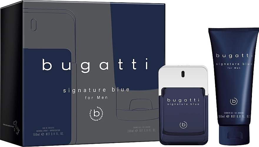 Bugatti Signature Blue - Набор (edt/100ml + sh/gel/200ml) — фото N1