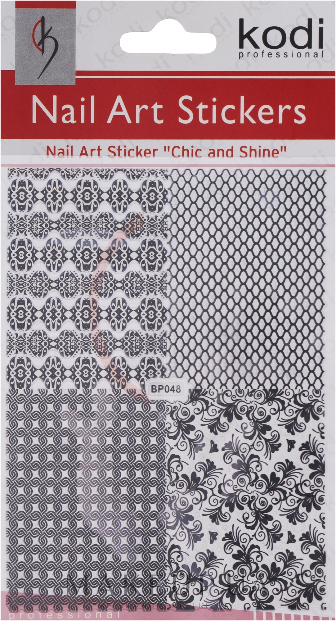 Наклейка для дизайна ногтей - Kodi Professional Nail Art Stickers BP048 — фото Black