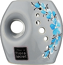 Духи, Парфюмерия, косметика Аромалампа "Ирис", серая с голубыми цветами - Flora Secret