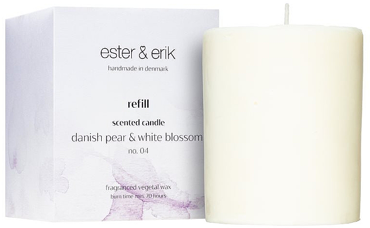 Ароматична свічка "Датська груша та білі квіти" - Ester & Erik Scented Candle Refill Danish Pear & White Blossom № 04 (змінний блок) — фото N1