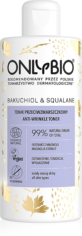 Тонік проти зморщок для обличчя - Only Bio Bakuchiol & Squalane Anti-Wrinkle Toner — фото N1