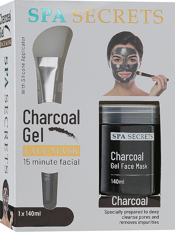 Набор - Spa Secrets Charcoal Gel Face Mask (mask/140ml + brush/mask/1pcs) — фото N1