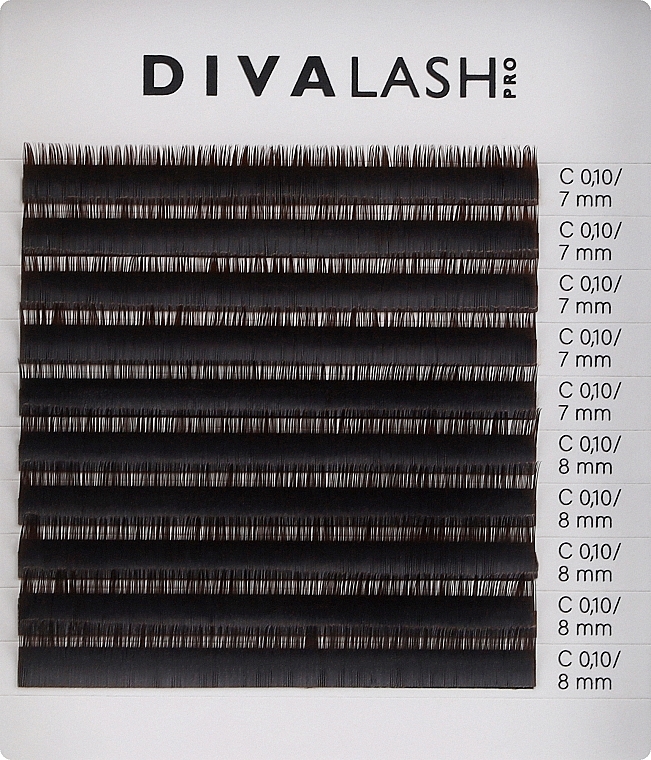 Ресницы для наращивания C 0.10 (7-8 мм), 10 линий, coffee - Divalashpro — фото N1