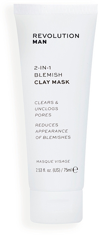 Глиняная маска для лица - Revolution Skincare Man 2-in-1 Blemish Clay Mask — фото N1