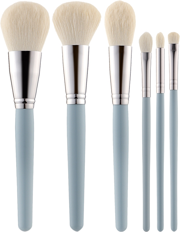 Набір пензлів для макіяжу, блакитні, 6 шт. - Tools For Beauty Set Of 6 Make-Up Brushes