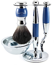 Духи, Парфюмерия, косметика Набор для бритья - Edwin Jagger Blue & Chrome 4 Piece Mach3 Set Black Synthetic