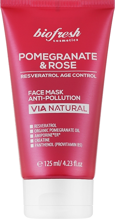 Очищающая маска для лица "Гранат и Роза" - BioFresh Via Natural Pomegranate & Rose Face Mask Anti-Pollution — фото N1